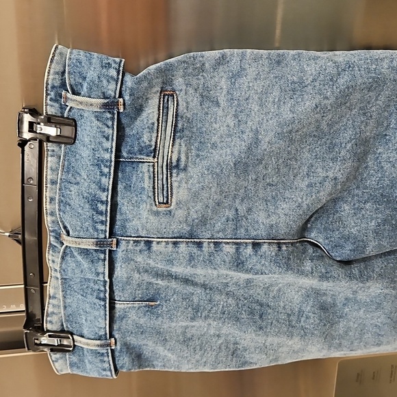 💕SEZANE💕 Austin Belted Paperbag Denim Trousers ~ Bleached Blue FR 36 NWOT - Picture 15 of 16